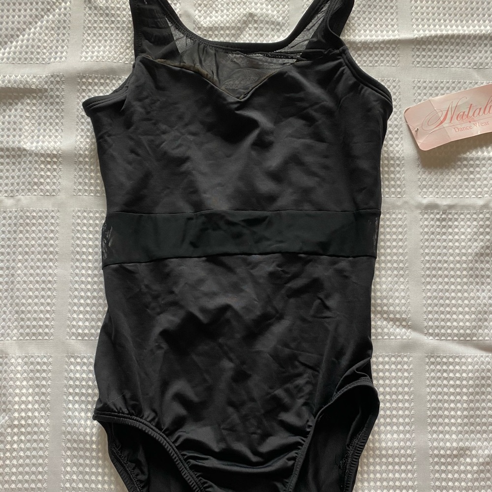 New black Natalie dancewear Leotard size small